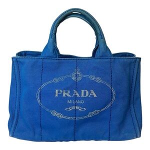 Prada Canapa Blue Canvas Tote Bag